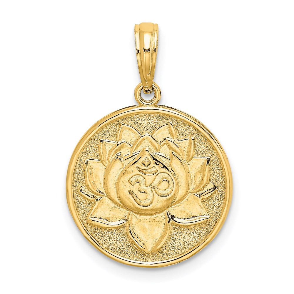 Enameled Om Symbol with Lotus Flower on Reverse Charm - WBC