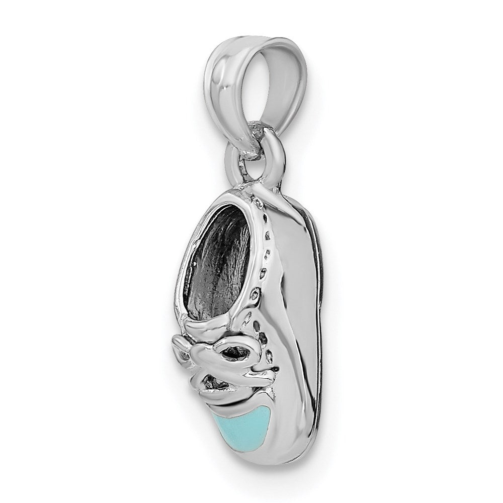 3-D Light Blue Enamel Baby Shoe Charm - WBC