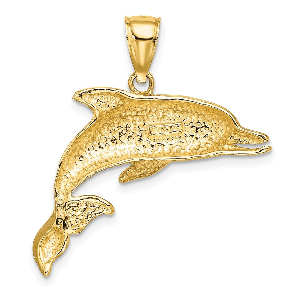 Polished and Textured Open Mouth Dolphin Charm - WBC