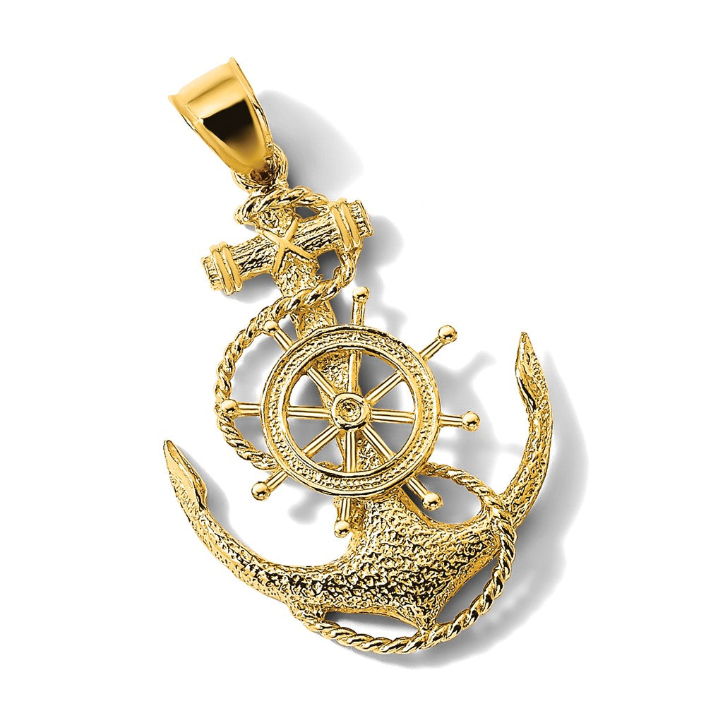 2-D Anchor and Ships Wheel with Rope Charm - WBC