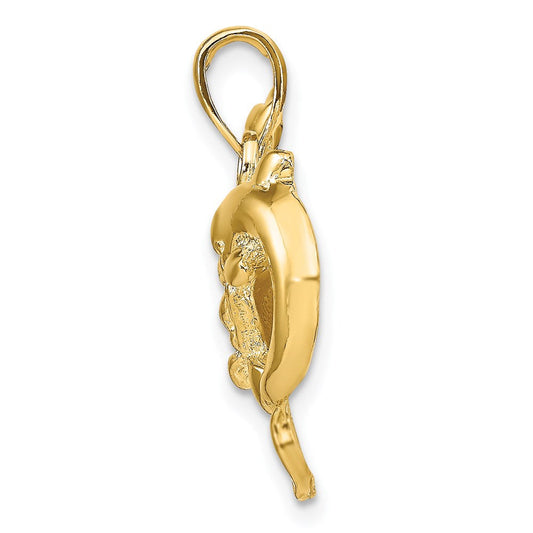 14K Gold Dolphins Pendant, 24mm