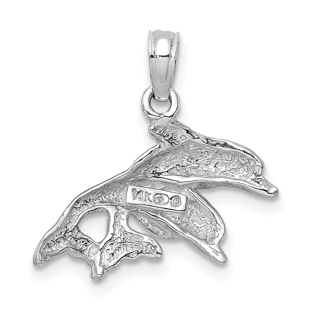 Polished Double Dolphins Jumping Left Charm - WBC