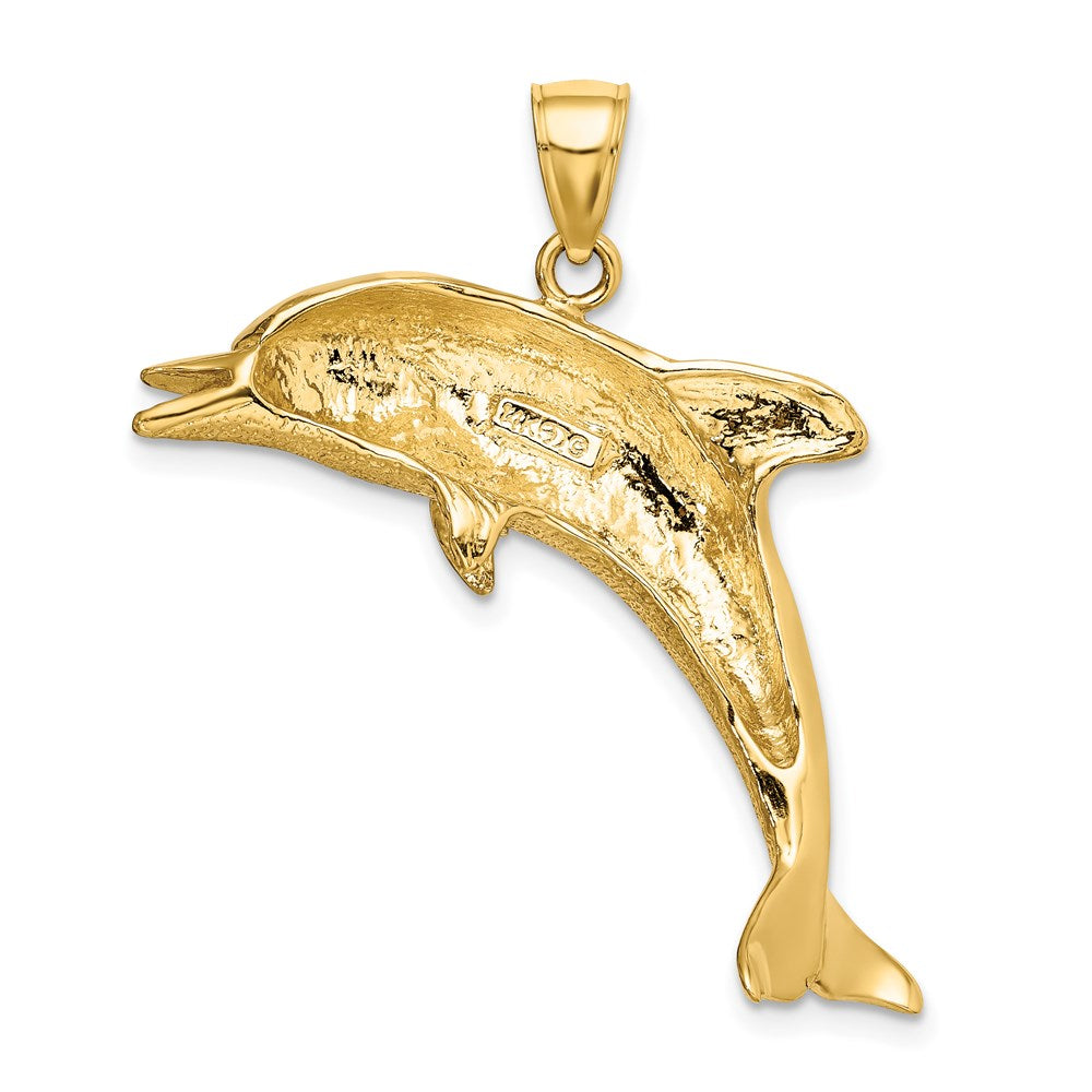 Polished and Textured Jumping Dolphin Charm - WBC