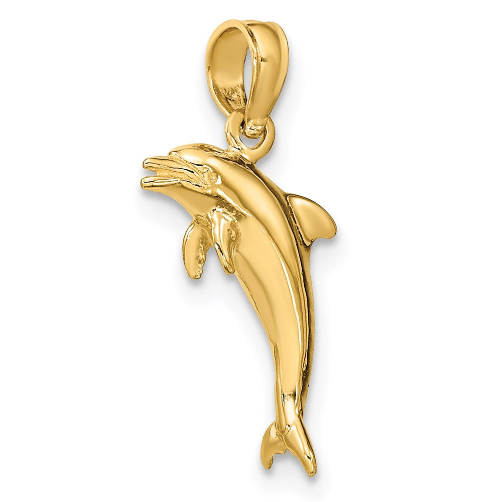 3-D Polished Mini Dolphin Jumping Charm - WBC