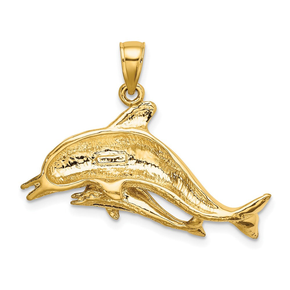 2-D Two Swimming Dolphins Charm - WBC