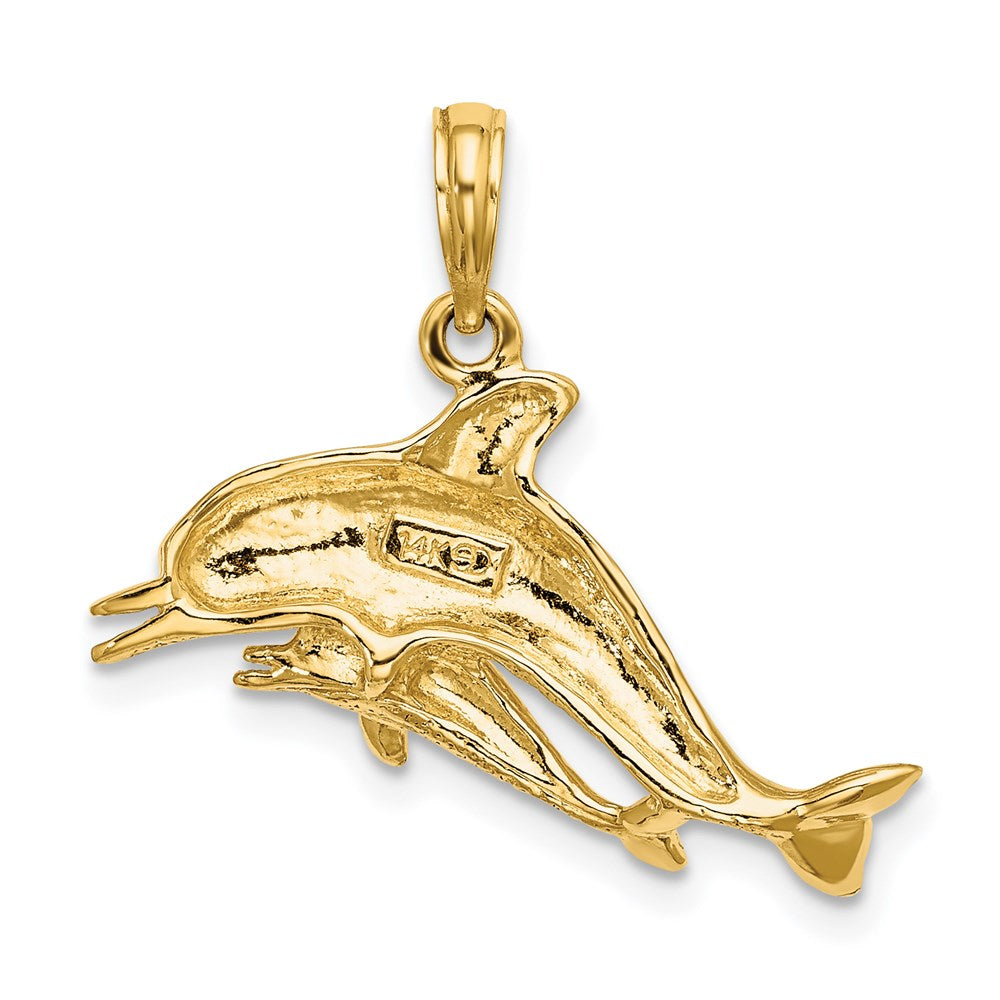 2-D Double Dolphins Swimming Charm - WBC