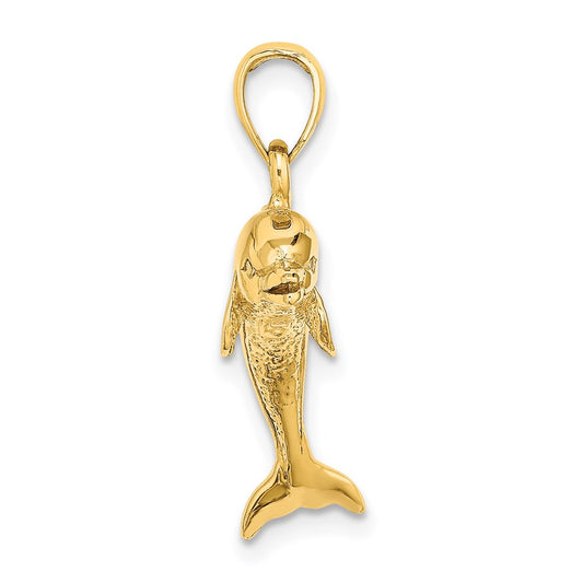 3-D Polished and Textured Jumping Dolphin Charm - WBC