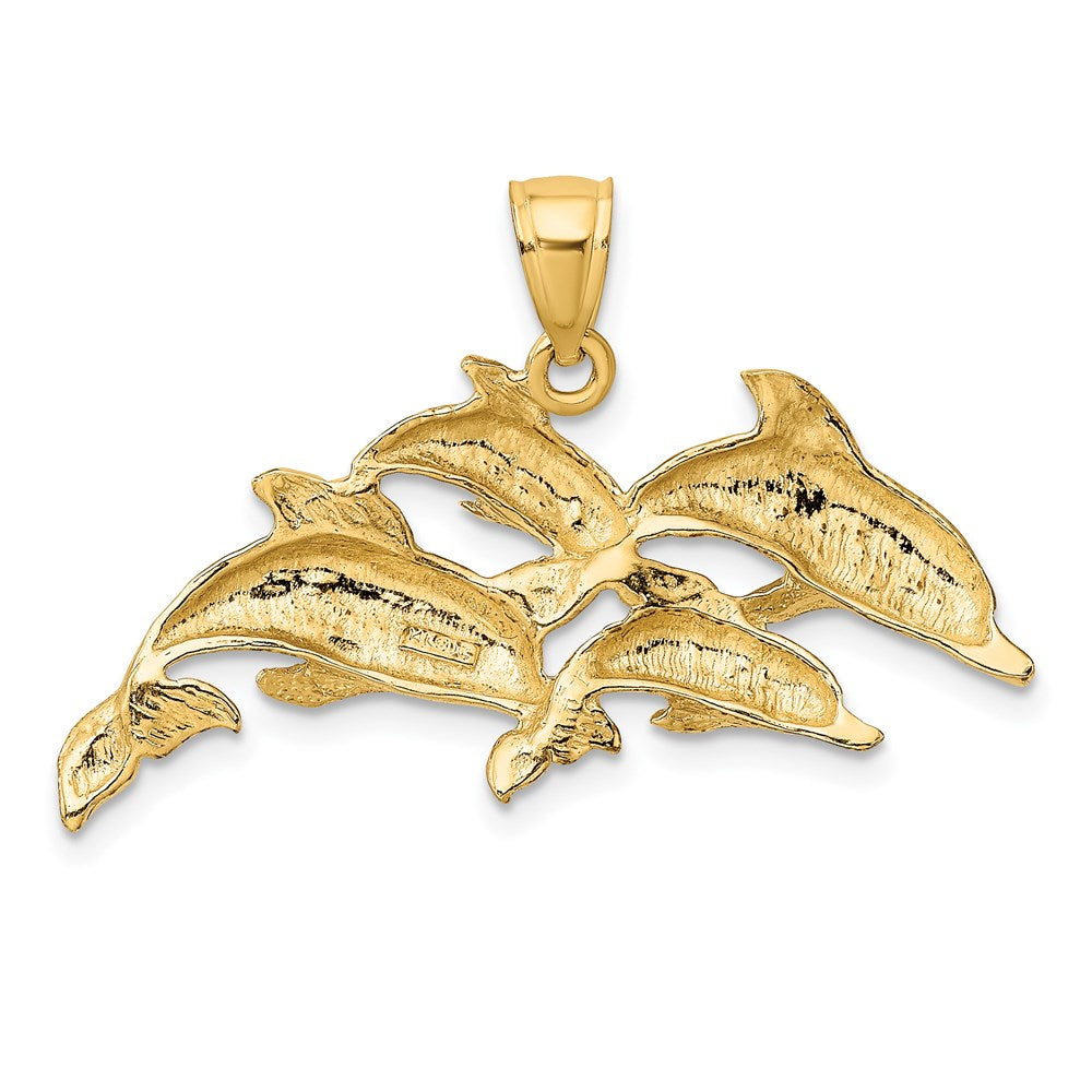Polished Four Dolphins Swimming Charm - WBC