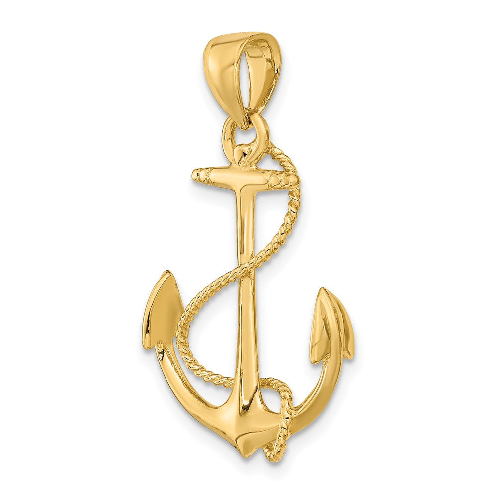 3-D Polished and Textured Anchor with Rope Charm - WBC