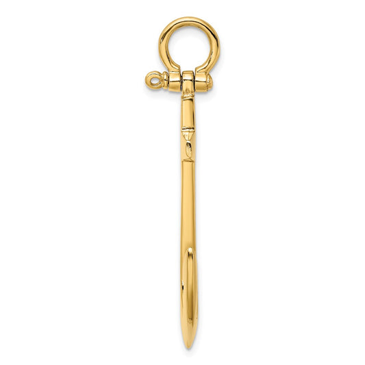 3-D Polished Large Anchor with Shackle Bail Charm - WBC
