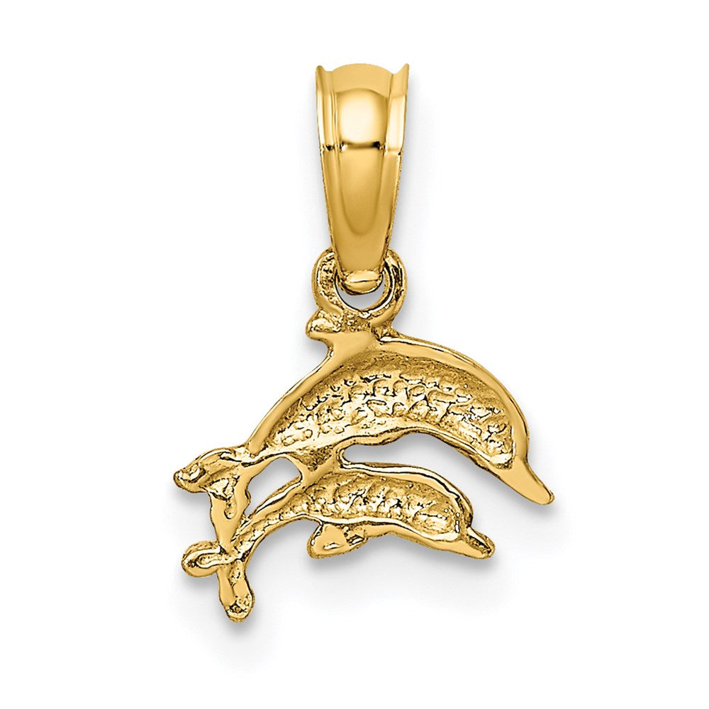 2-D Mini Double Dolphins Swimming Charm - WBC