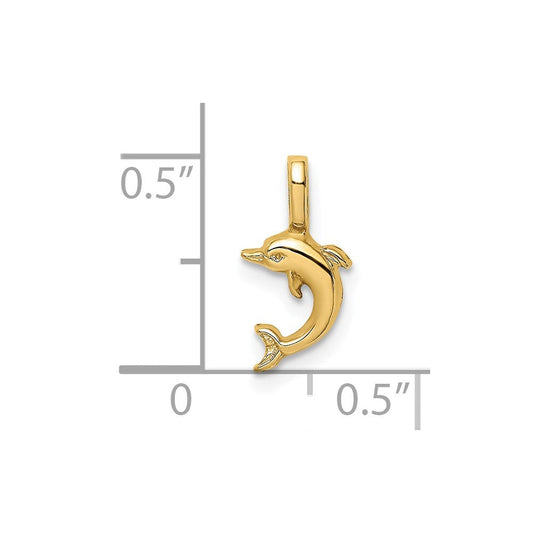 14K Gold Mini Jumping Dolphin with Fixed Bail Charm, 7mm