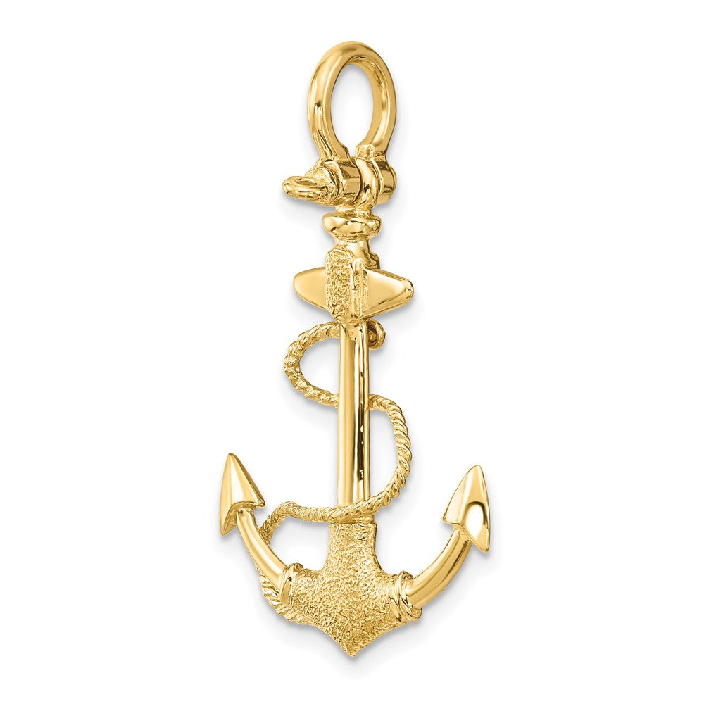 3-D Textured Anchor with Rope and Shackle Bail Charm - WBC