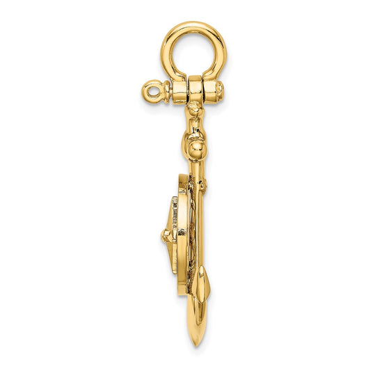 3-D Small Anchor with Nautical Compass with Shackle Bail Charm - WBC