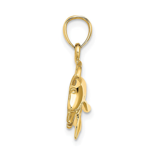 Swell 14K Gold Textured & Polished Dolphin Jumping Charm, 24.35mm