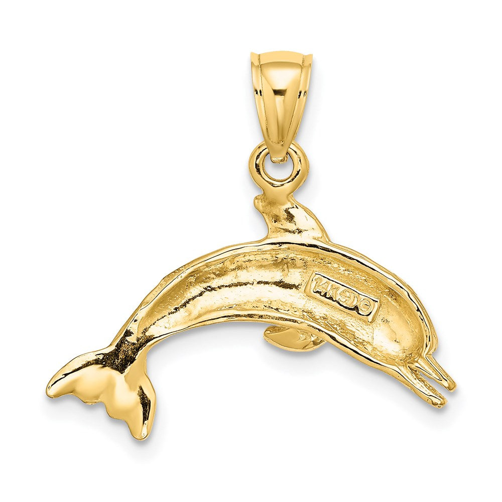 Textured and Polished Dolphin Jumping Charm - WBC
