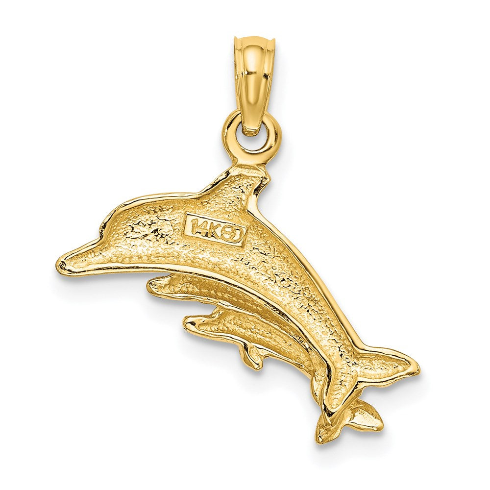 10K Gold Dolphin with 2 Baby Dolphins Charm, 20.9mm