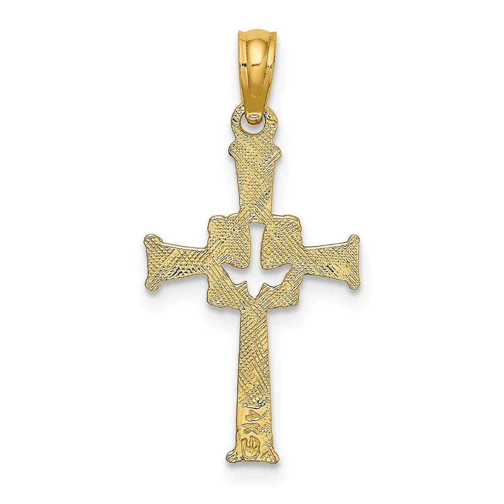 Polished and Textured Cross and Dove Charm - WBC