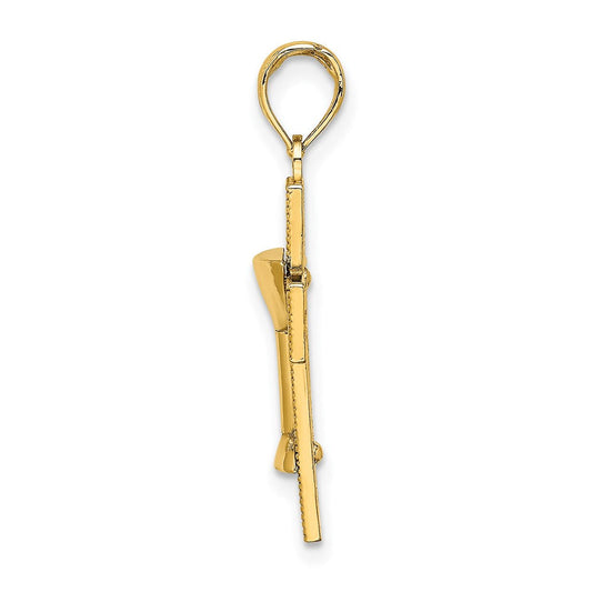 14K Gold Polished Cross with Communion Cup Charm, 14mm