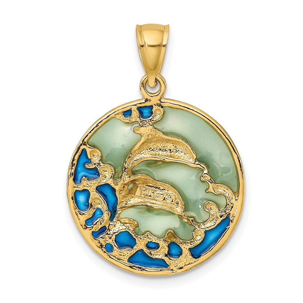 2-D Dolphins with Blue Enamel Charm - WBC