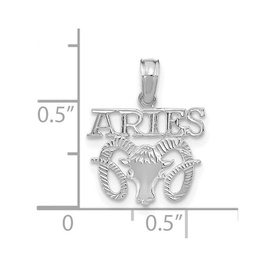 14K White Gold Aries Zodiac Charm, 13.55mm