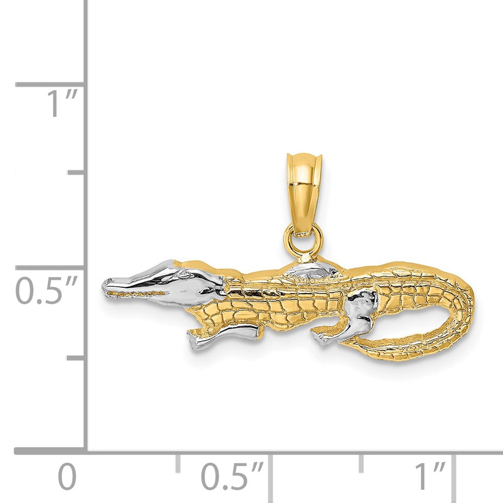 and Rhodium 2-D Alligator Charm - WBC