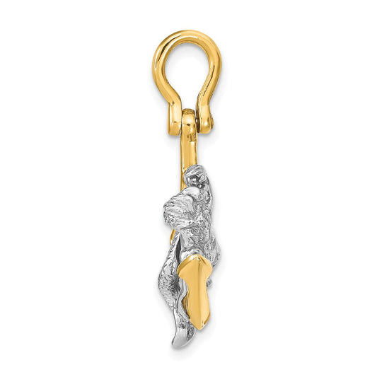 14K Two-Tone Gold Starboard 3-D Anchor & Mermaid Charm