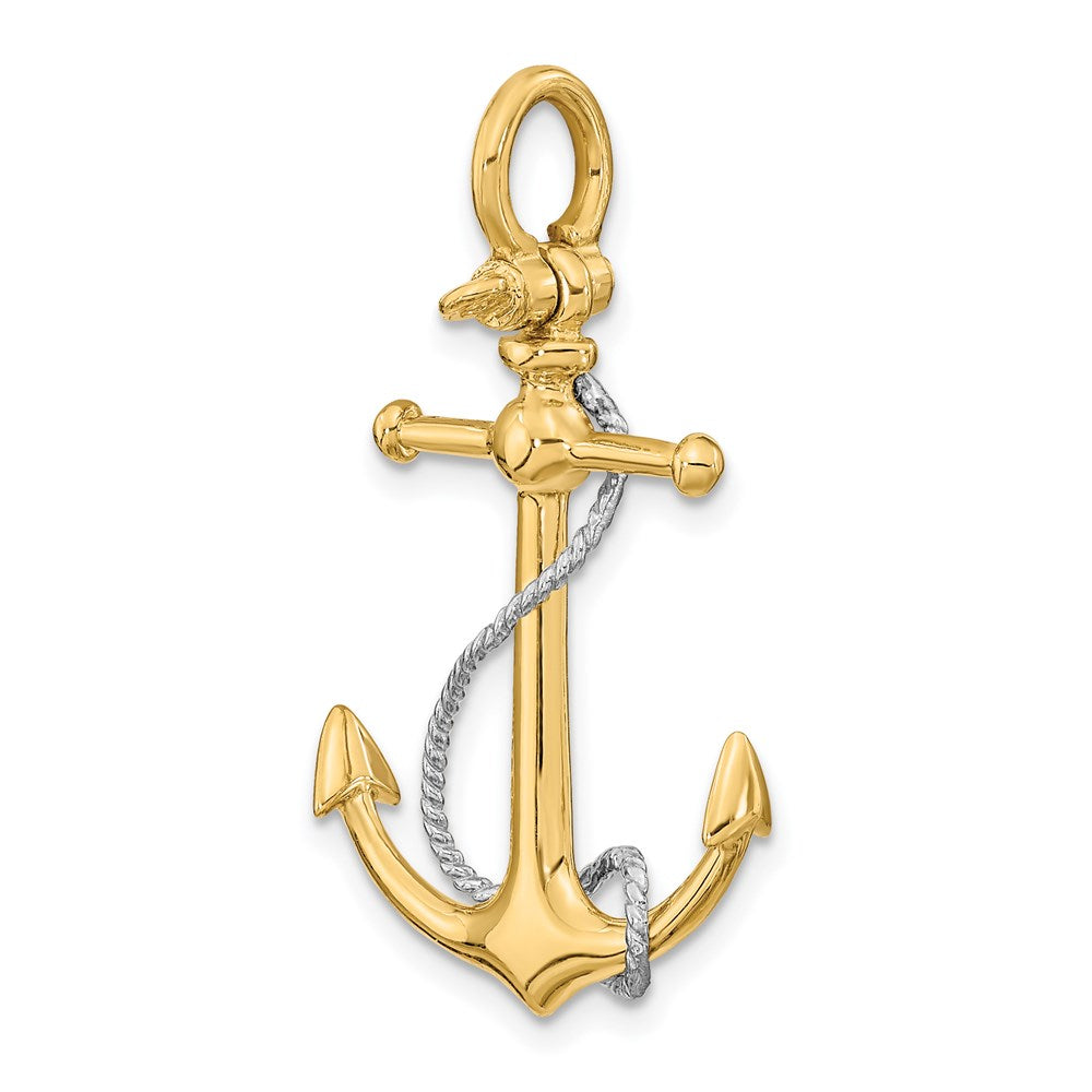 Two-tone 3-D Anchor with T-Bar and Rope with Shackle Bail Charm - WBC