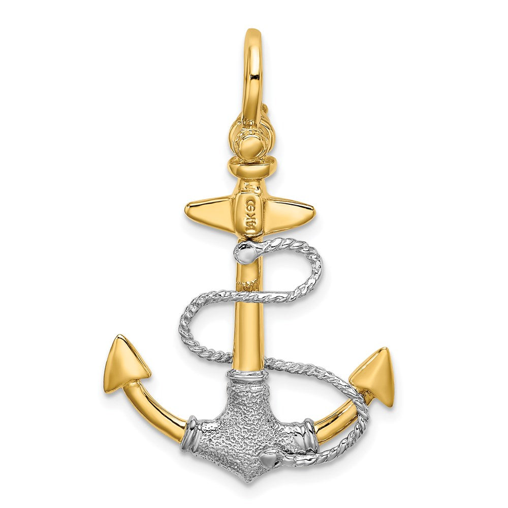 Two-tone 3-D Textured Anchor with Rope and Shackle Bail Charm - WBC