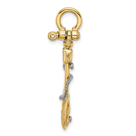 Two-tone 3-D Anchor with Rope and Shackle Bail Charm - WBC