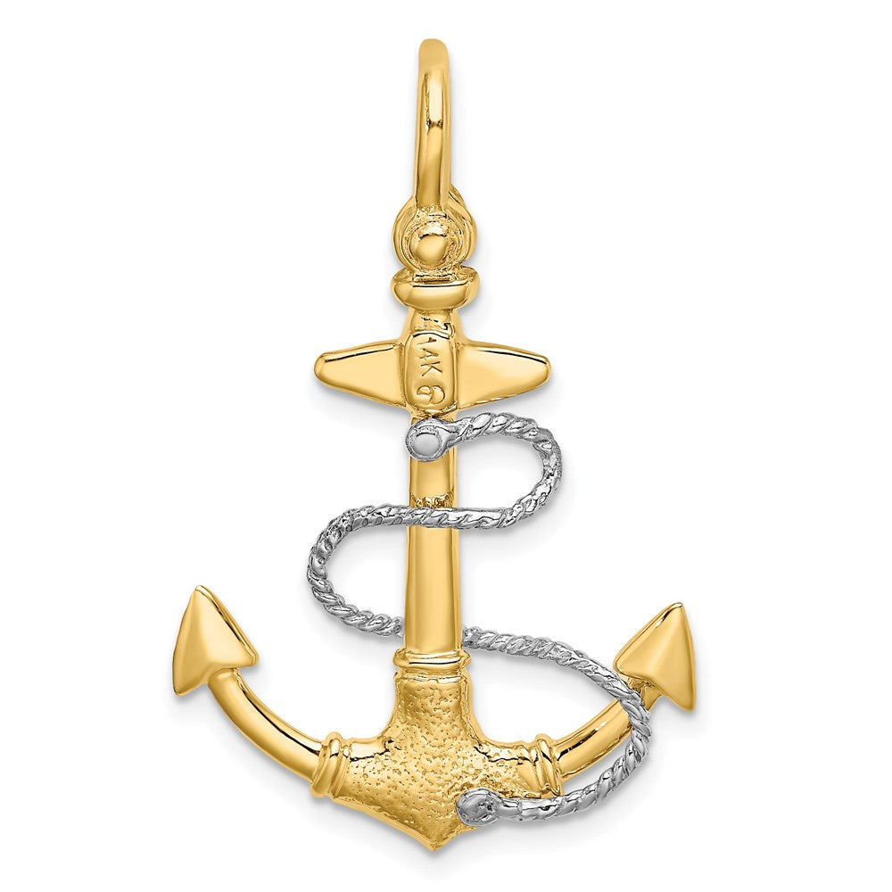 Two-tone 3-D Anchor with Rope and Shackle Bail Charm - WBC