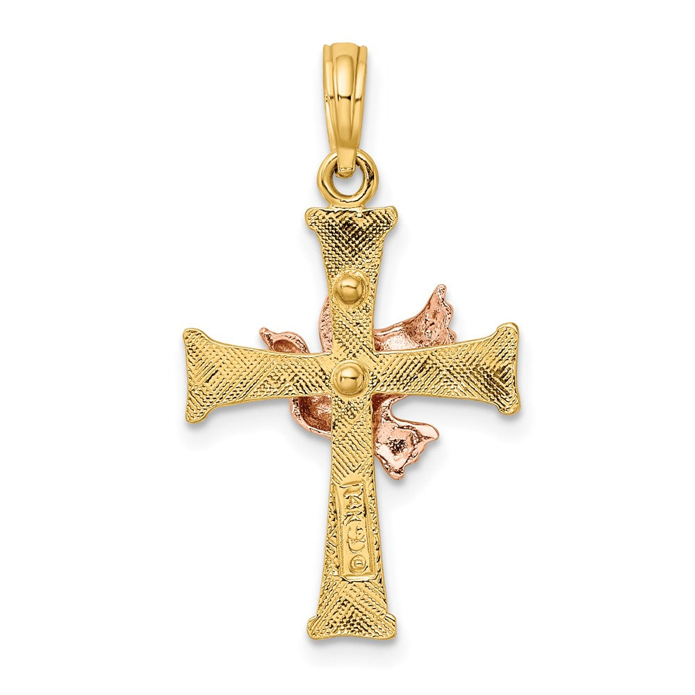 Two-tone Textured Finish Cross with Dove Charm - WBC