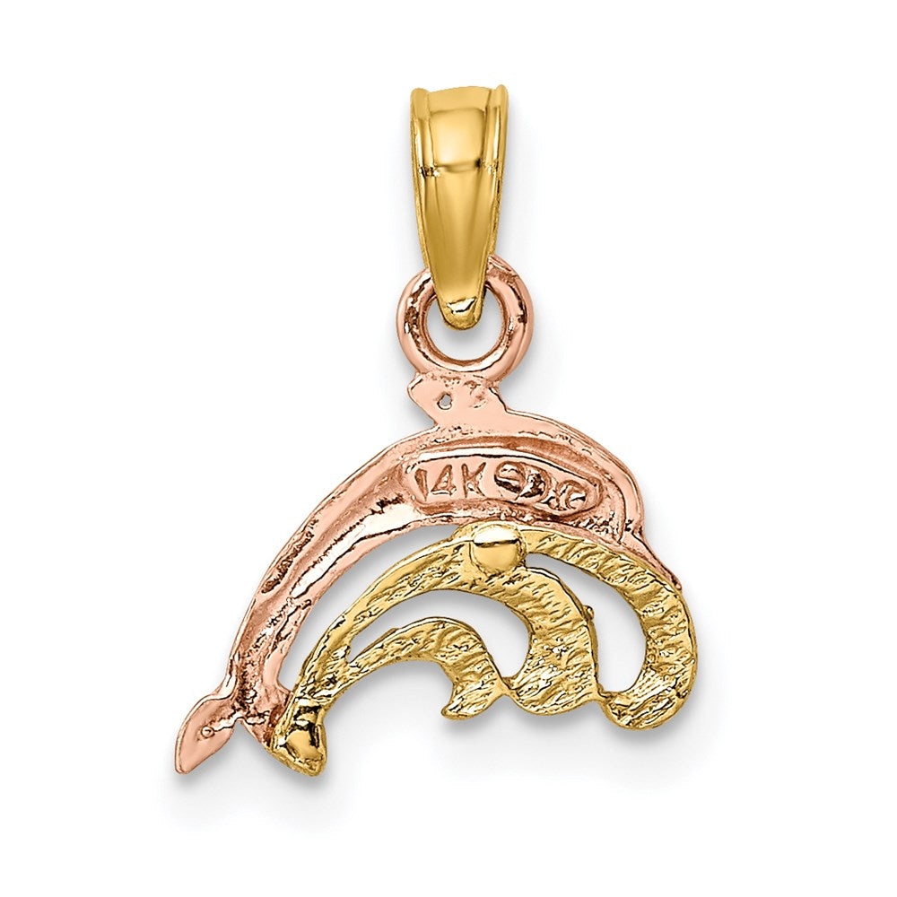 Two-Tone with Rhodium Dolphin and Wave Charm - WBC
