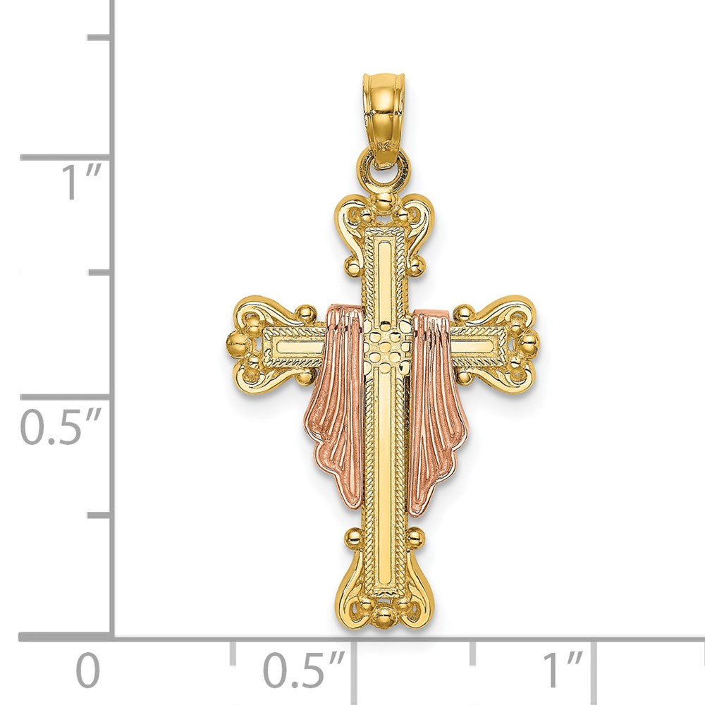 Two-Tone Cross with Drape Charm - WBC
