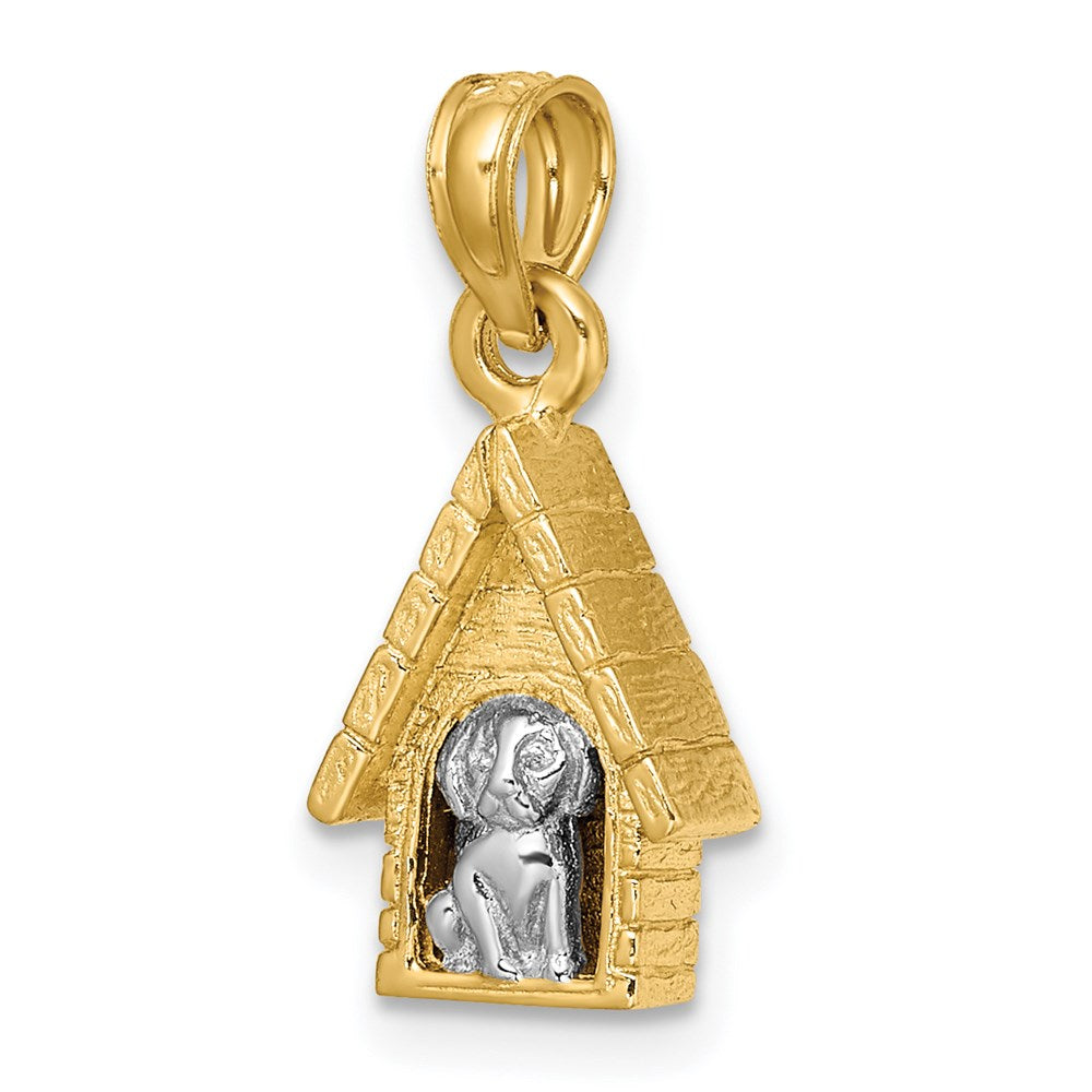 Two-tone 3-D Dog Inside Dog House Charm - WBC