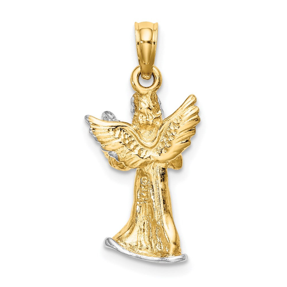 and Rhodium 3-D Angel Playing Harp Charm - WBC