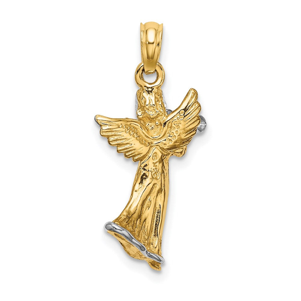and Rhodium 3-D Angel Playing Trumpet Charm - WBC