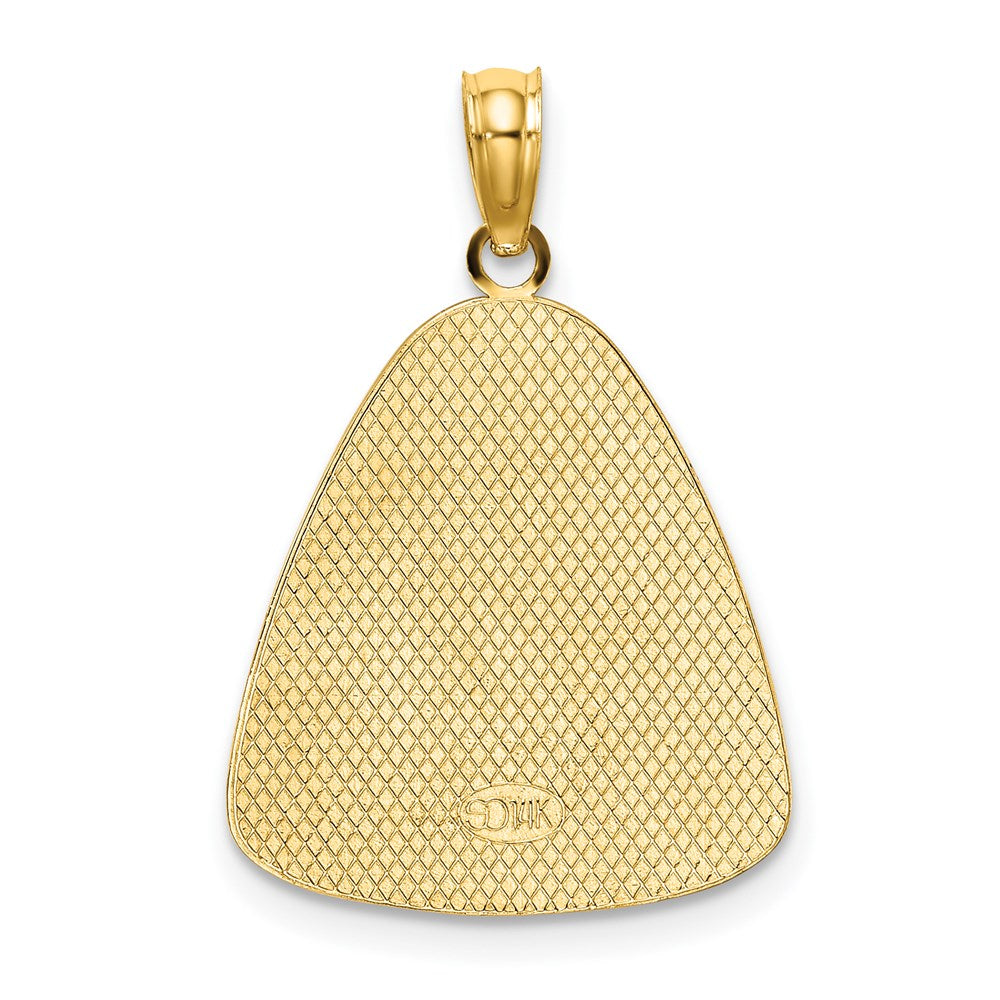 and Rhodium Angel Praying with Halo On Triangle Disc Pendant - WBC