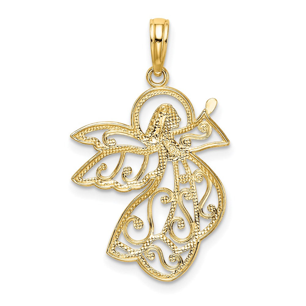 and Rhodium Filigree Flying Angel Charm - WBC