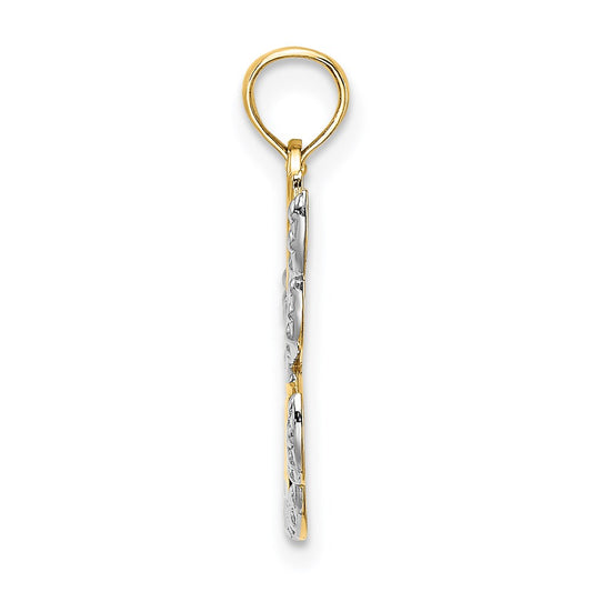 and Rhodium Polished and Textured Cut-Out HOPE Angel Charm - WBC