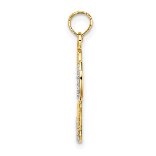 and Rhodium Polished and Textured FAITH Angel Pendant - WBC