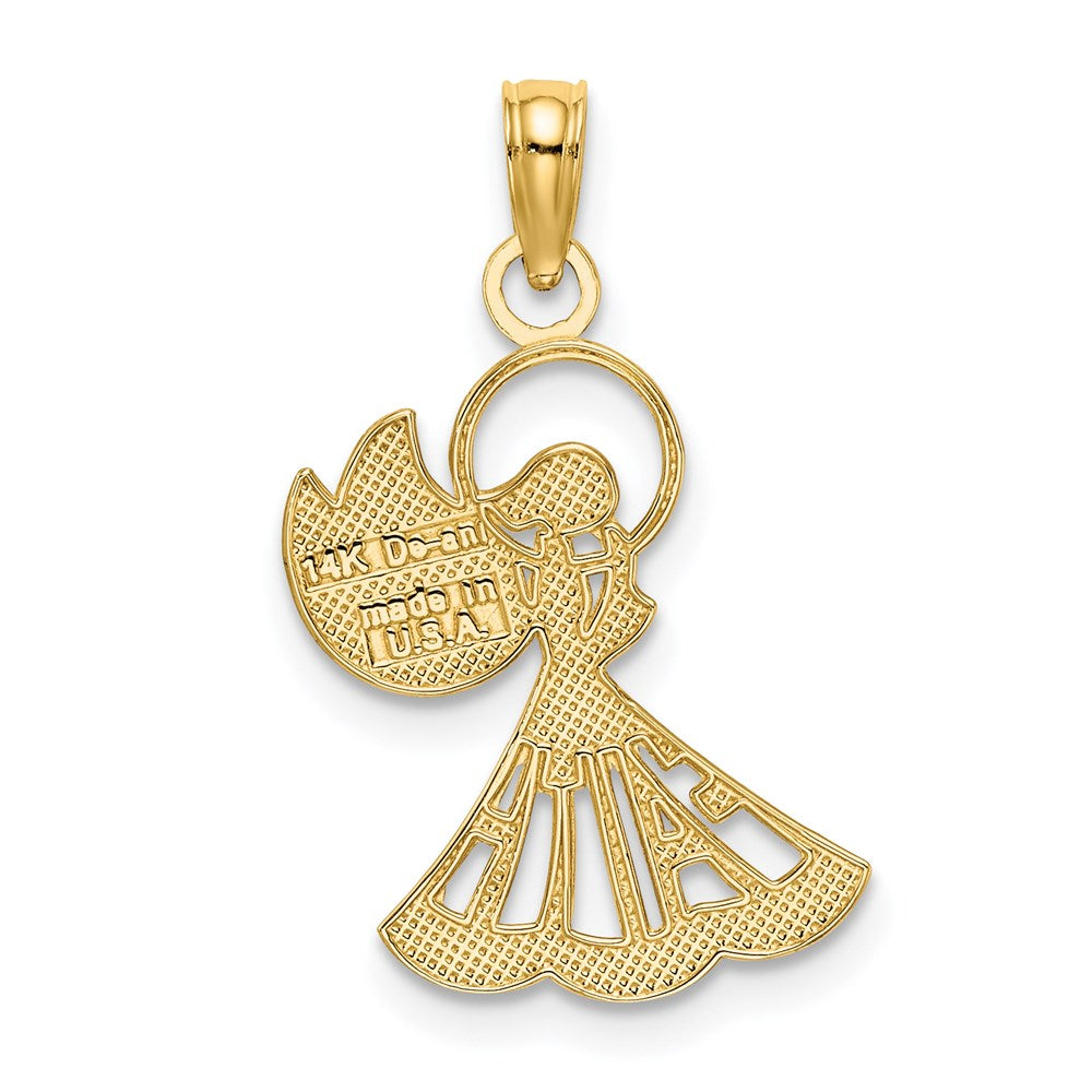 and Rhodium Polished and Textured FAITH Angel Pendant - WBC