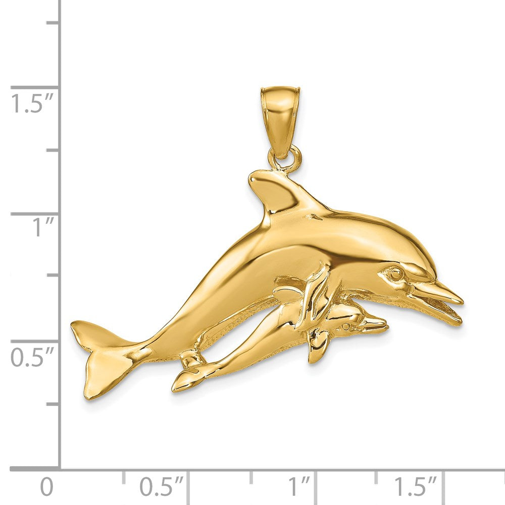 Polished Mother and Baby Dolphin Pendant - WBC