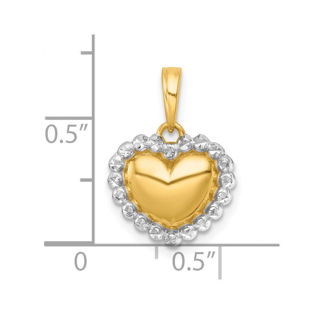 with Rhodium Polished Domed Heart Charm Pendant - WBC