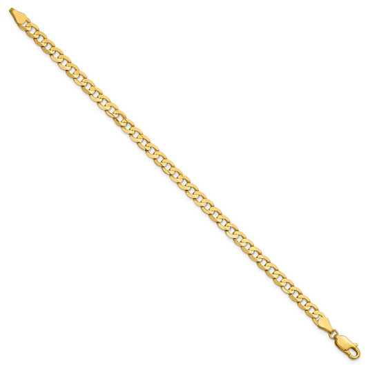 14K Solid Gold Open Concave Curb Chain, 4.5mm, Lobster Clasp