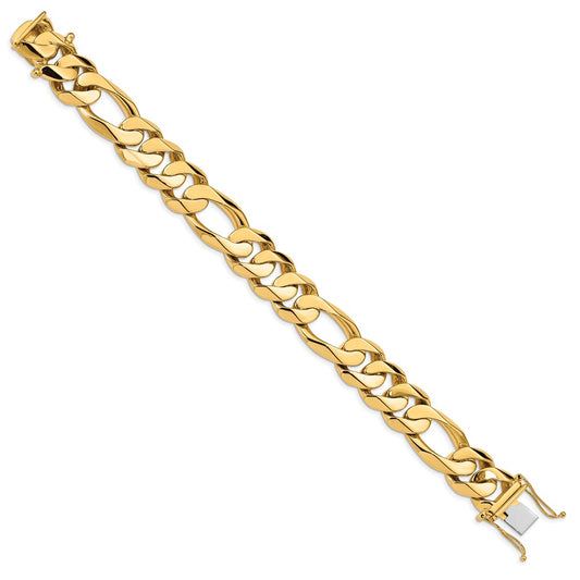 Heavy Hand Polished Figaro Link with Box Catch Bracelet - WBC