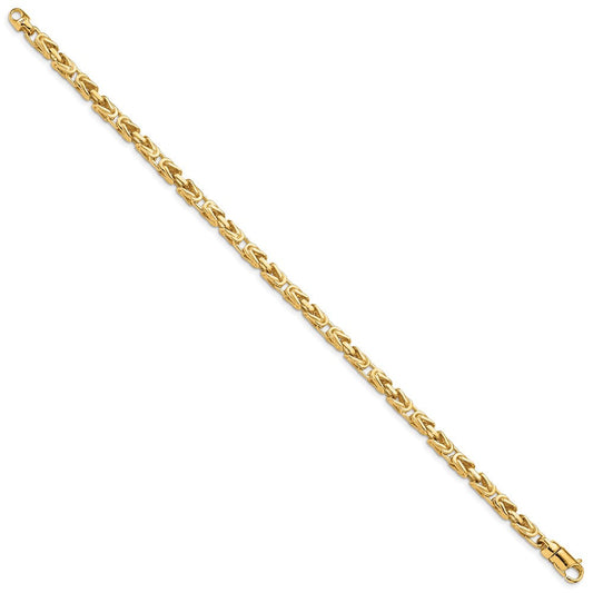 14K Solid Gold Hand Polished Byzantine Link with Lobster Clasp Bracelet, 4.1mm