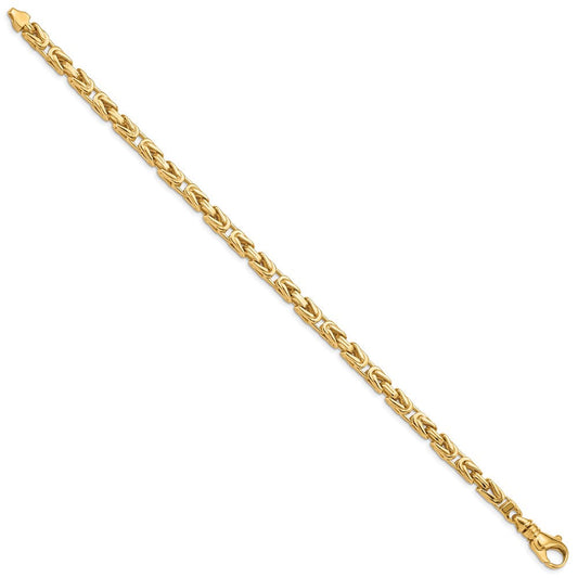 14K Solid Gold Hand Polished Byzantine Link with Fancy Lobster Clasp Bracelet