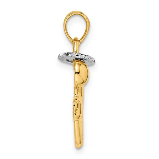 and Rhodium Diamond-cut Halo on Angel Pendant - WBC