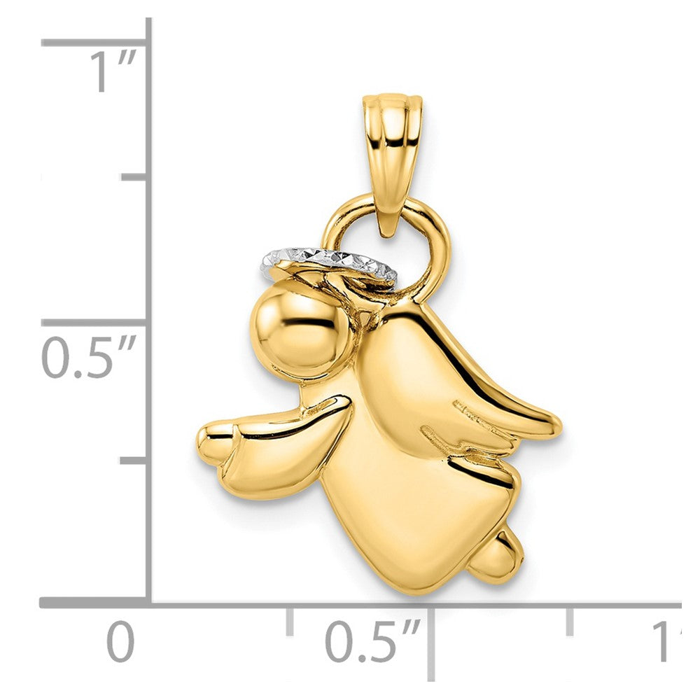 and Rhodium Diamond-cut Halo on Angel Pendant - WBC